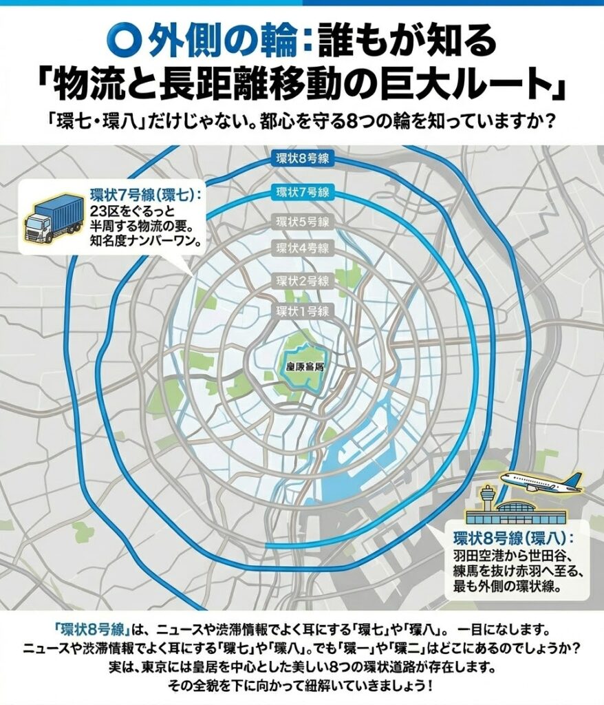 外側の輪：誰もが知る「物流と長距離移動の巨大ルート」